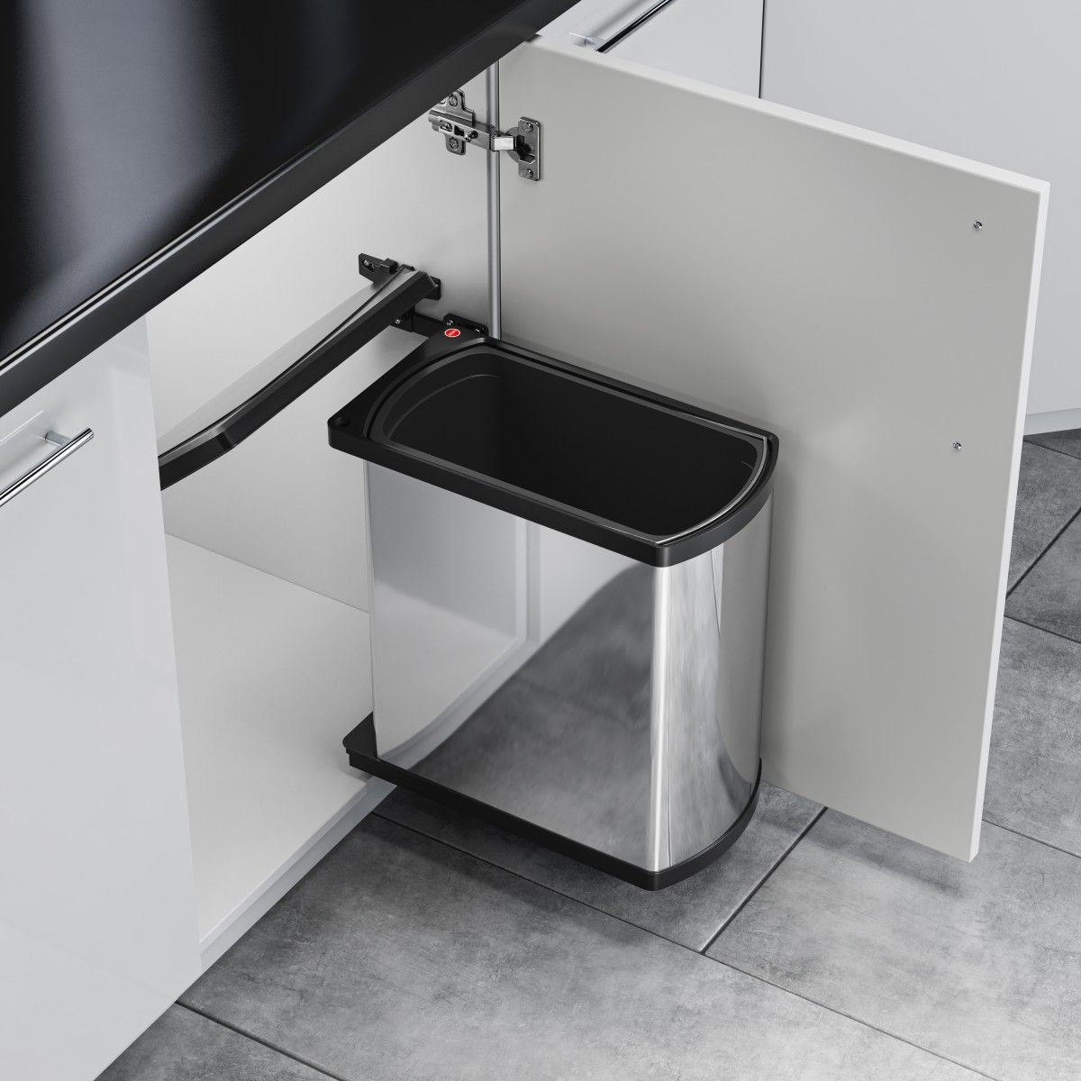HAILO AS Uno 18L Stainless Steel Trash Bin - 450-600 mm Cabinet Width 2