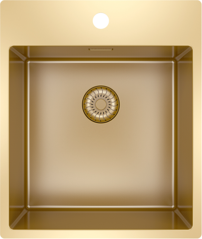 Caressi CAPP40KR10G Single Sink Gold Surface or Submount or Flush Mount with Tap Hole