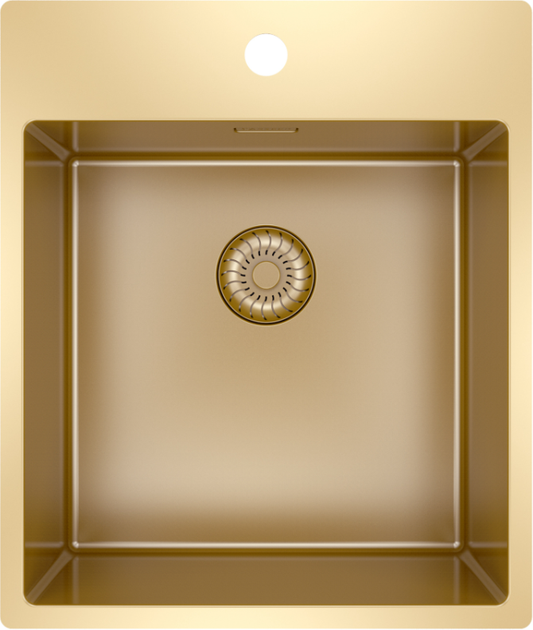 Elegant Gold Single Sink with PVD Coating – Scratch-Resistant, Undermount or Flush Mount Installation, 520 x 440 mm 1