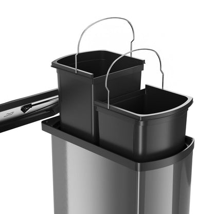Dual Bin Trash Can - 16L Capacity - Automatic Lid - Dark Gray - Space-Saving Design 3