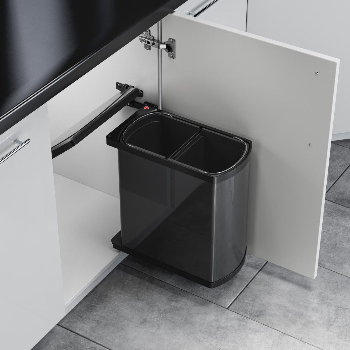 Dual Bin Trash Can - 16L Capacity - Automatic Lid - Dark Gray - Space-Saving Design 2