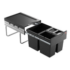 Hailo AS Raumspar Tandem 18/8/8/D - Triple Bin Swing Waste Black