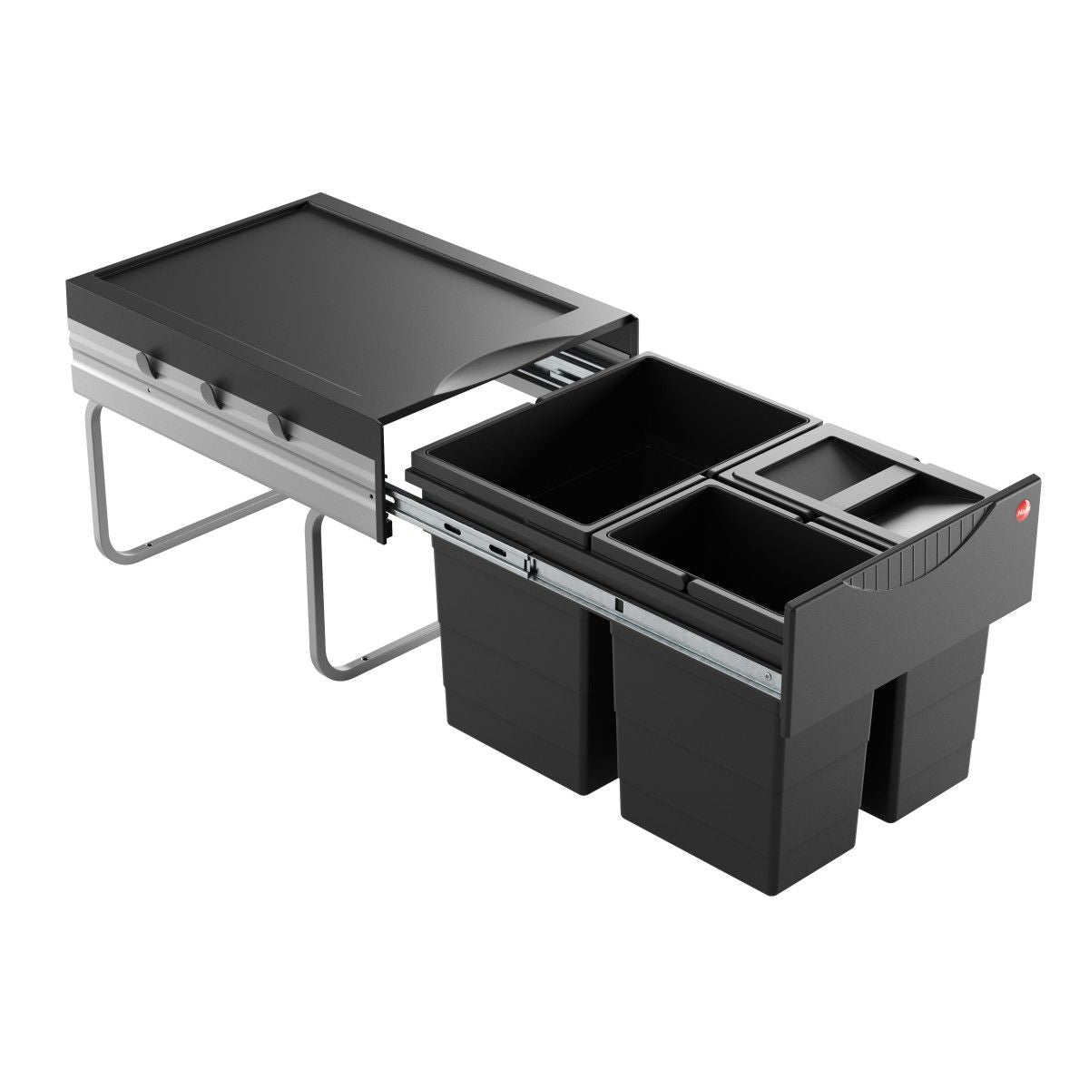Hailo AS Raumspar Tandem 18/8/8/D - Triple Bin Swing Waste Black
