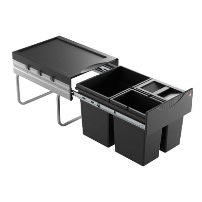 Triple Bin Swing Trash Can System - Eco-Friendly Waste Separation - 34L Capacity - Fits 400-900mm Cabinet Width 1