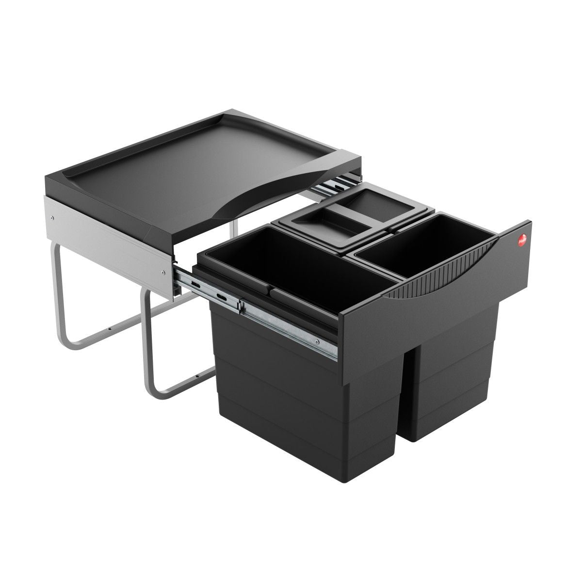 Hailo AS Raumspar Tandem S 12/8/8/D - Triple Bin Waste System Black