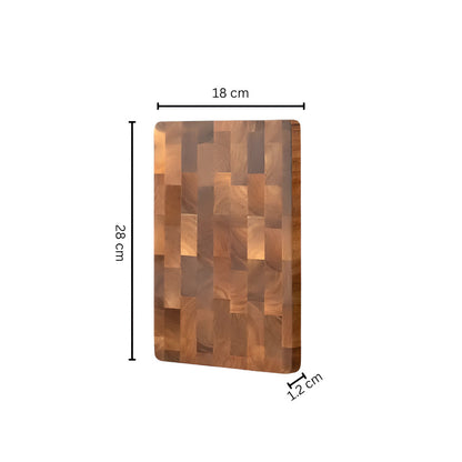 PUREWOOD – Acacia wood cutting board with antibacterial surface and elegant checkerboard design