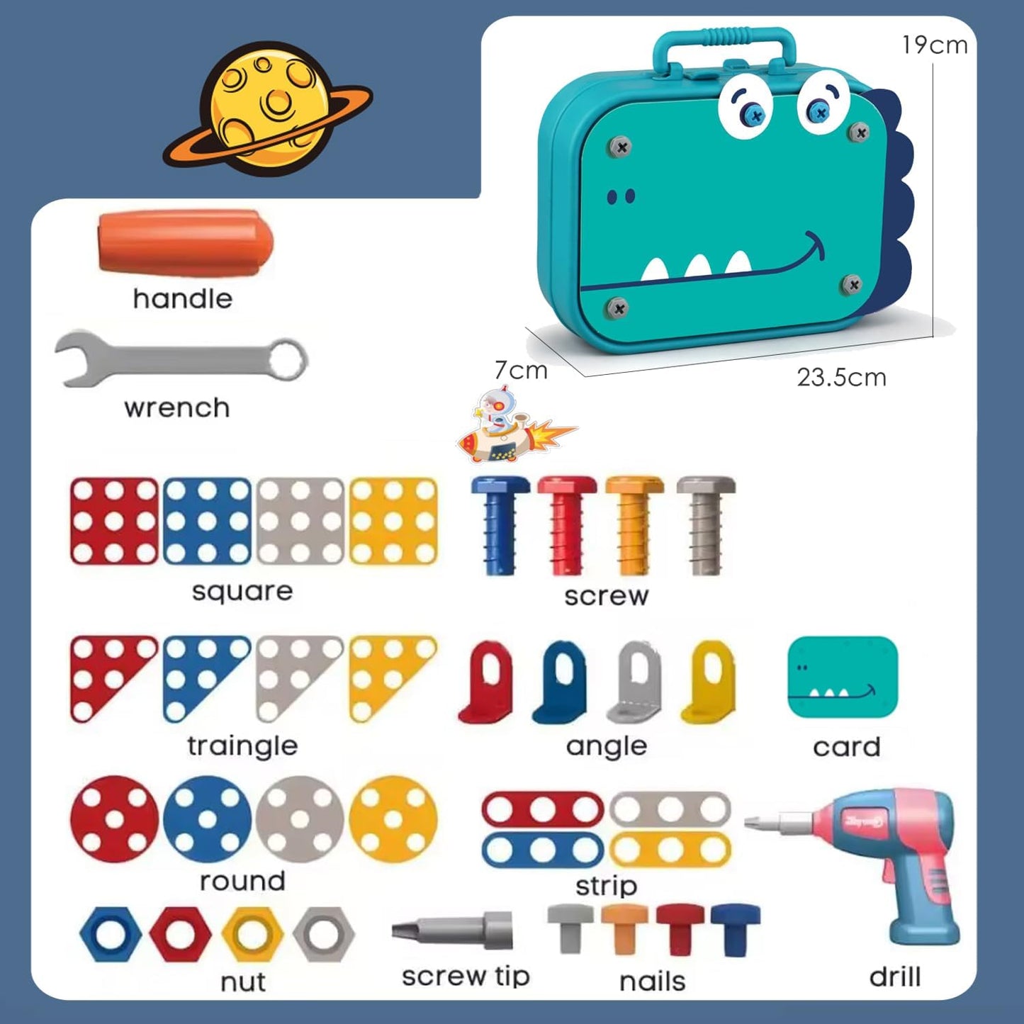 BUILDIBITS – 211-piece STEM construction kit with drill & creative tools
