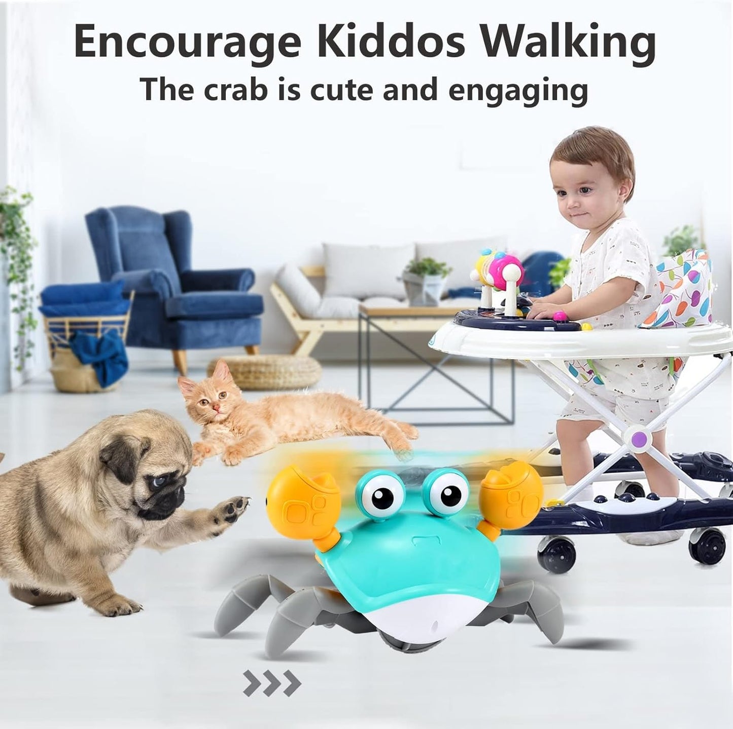 MOVEECRAB – Interactive crawling toy with music and lights for babies