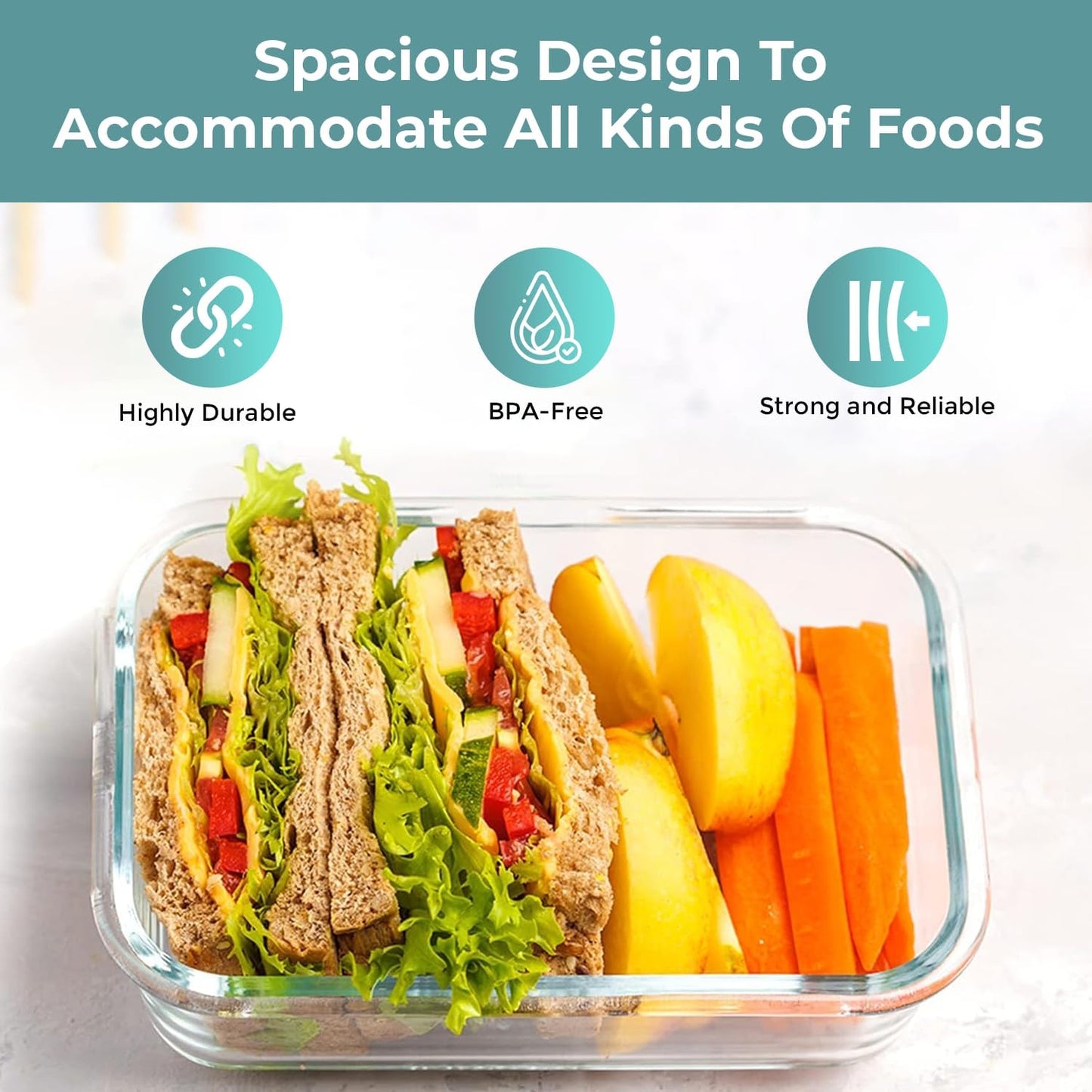 GLASSAFE – 35-piece glass food storage set with airtight lids and bonus dip containers