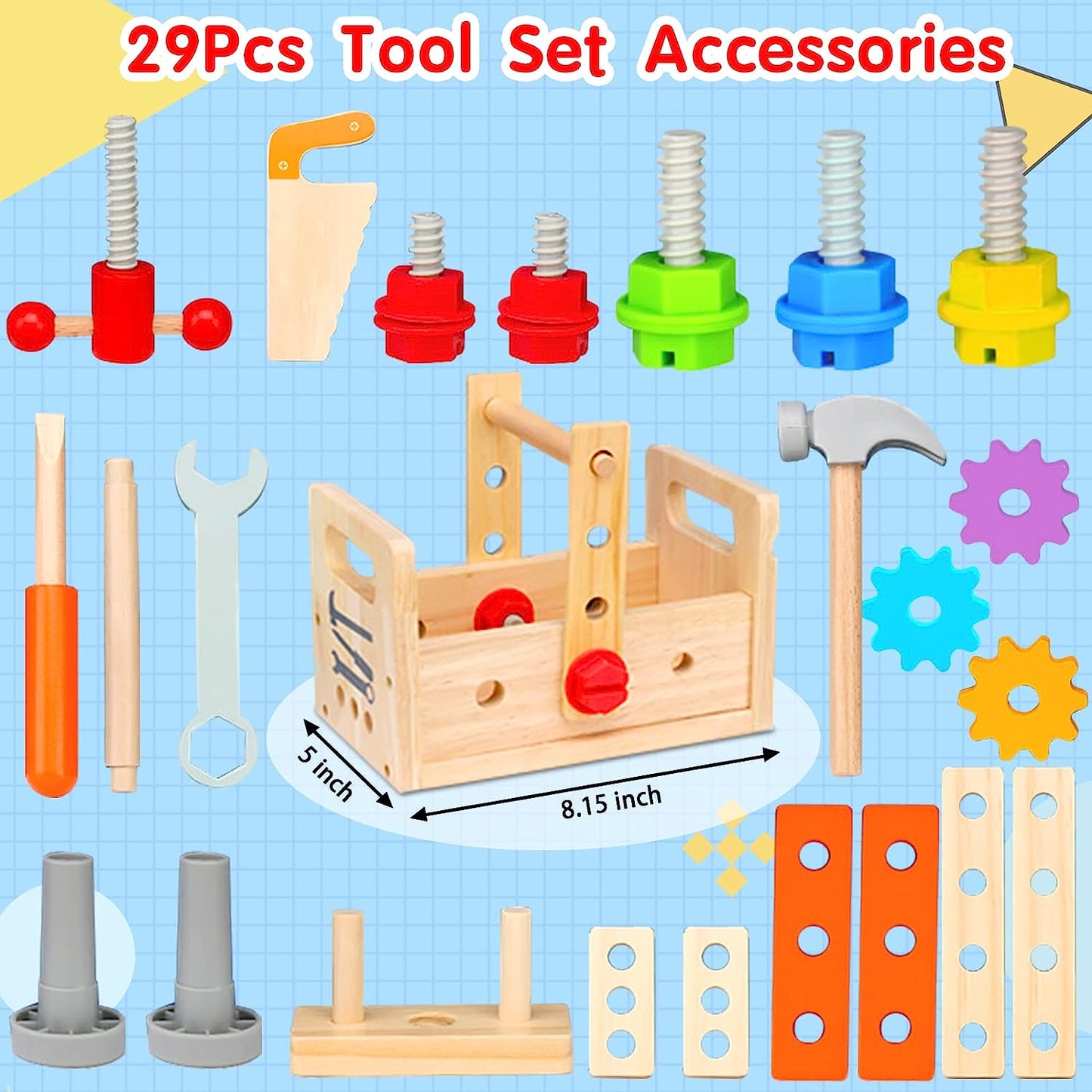 WOODCRAFT KIDS TOOLBOX – Wooden tool set for creative play and early motor skills