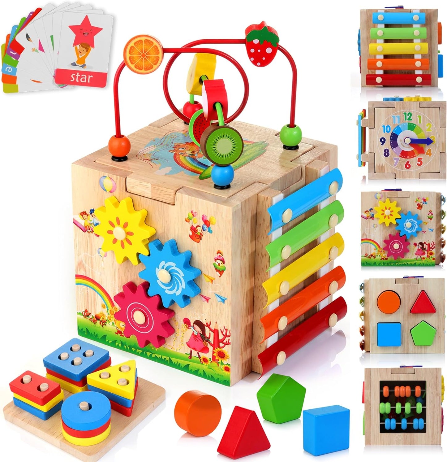 EDUCUBE 8-IN-1 – Multifunctional Learning Cube for Toddlers with Xylophone & Bead Maze