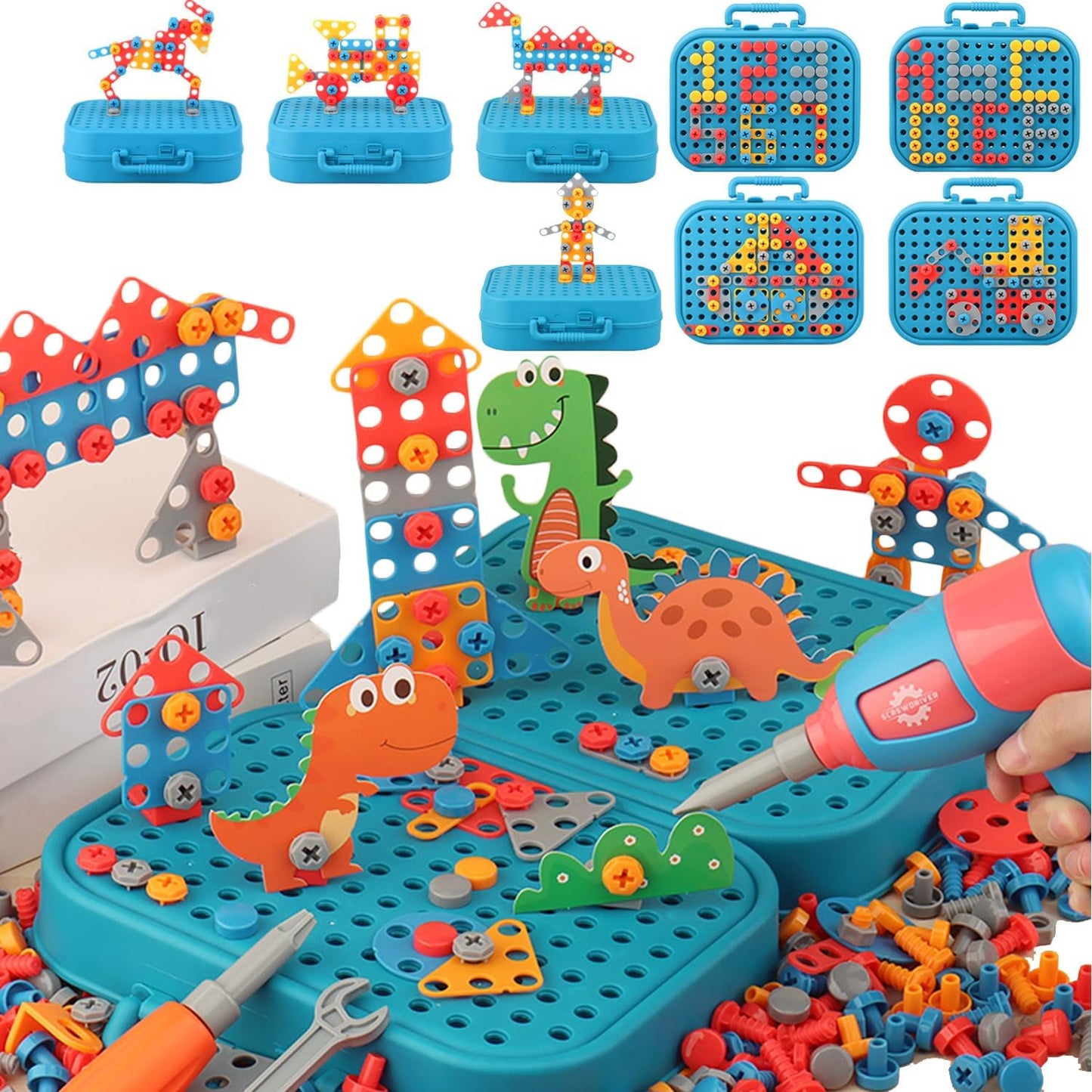 BUILDIBITS – 211-piece STEM construction kit with drill & creative tools