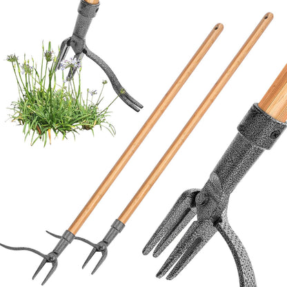 Onkruidverwijderaar met klauw - 4-tands worteltrekker voor dieptrekken van onkruid | Ergonomisch en duurzaam ontwerp voor gazons, perken en tuinen