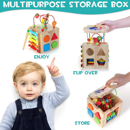 EDUCUBE 8-IN-1 – Montessori Learning Cube for Toddlers with Sensory Games
