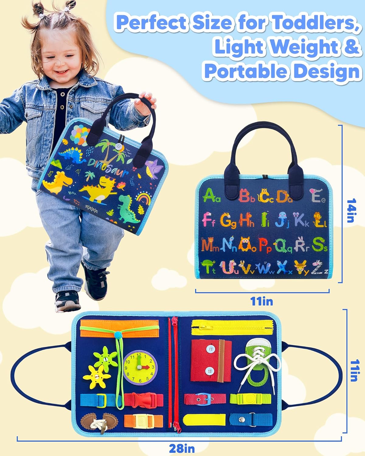 MINDZIP ACTIVITY BOARD – Montessori busy board for sensory motor skill development