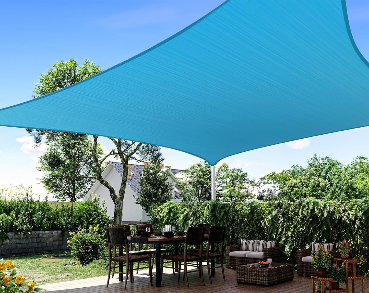 Rechthoekig UV-beschermend zonnezeil - Schaduwluifel voor buiten met bevestigingskoorden - Duurzame, weerbestendige Cover voor patio, tuin en balkon
