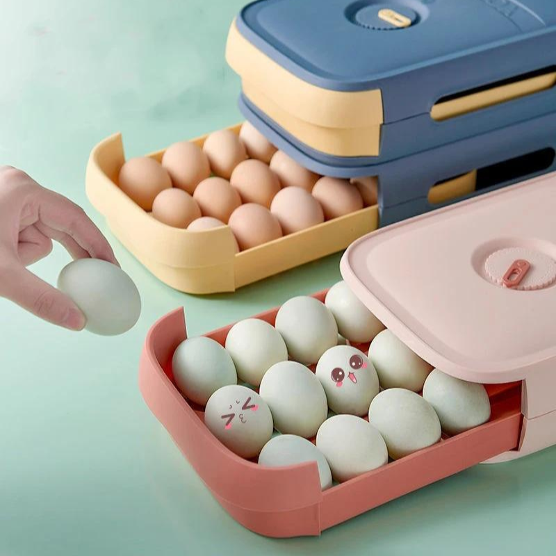FRIDGENEST – Egg drawer with freshness indicator and ventilation design for organized fridge storage