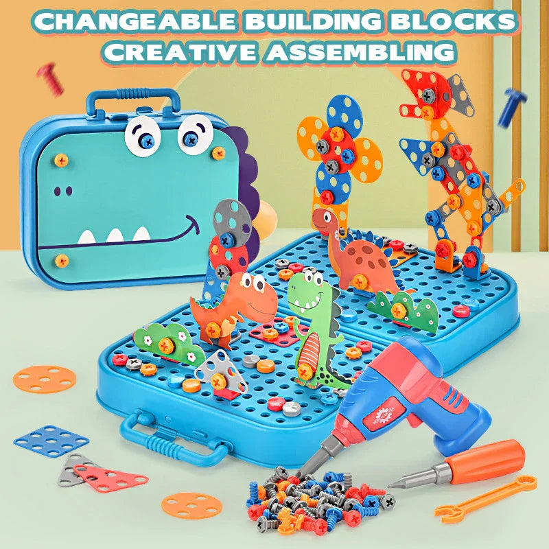 BUILDIBITS – 211-piece STEM construction kit with drill & creative tools