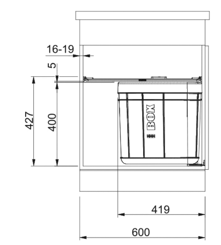 Franke - Sorter Solo 60 - 121.0307.572 - 1 x 40 Liter Trash Bin 2
