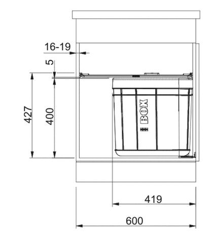 Franke - Sorter Solo 60 - 121.0307.572 - 1 x 40 Liter Trash Bin 2