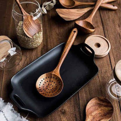 TEAKCRAFT – Natural teak kitchen utensils set with heat resistance and rustic elegance