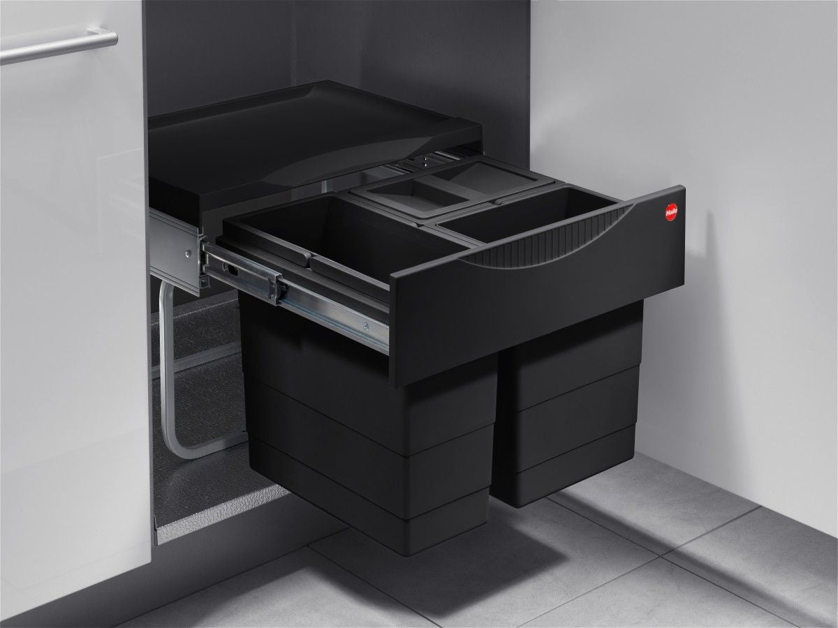 Eco-Friendly Triple Bin Trash Can System - 12L & 8L Bins - 434x330x347 mm - Fits 500-600 mm Cabinets 3