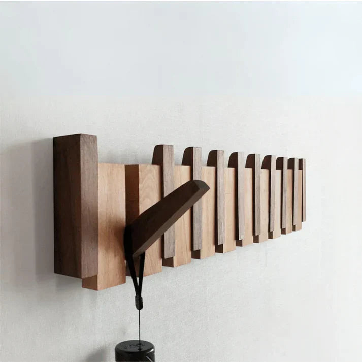 Harmonycoat Wandgarderobe - Kunstvolle, vom Klavier inspirierte Garderobe mit klappbaren Haken aus Massivholz