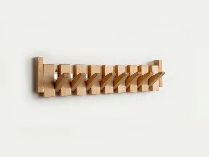 Harmonycoat Wandgarderobe - Kunstvolle, vom Klavier inspirierte Garderobe mit klappbaren Haken aus Massivholz
