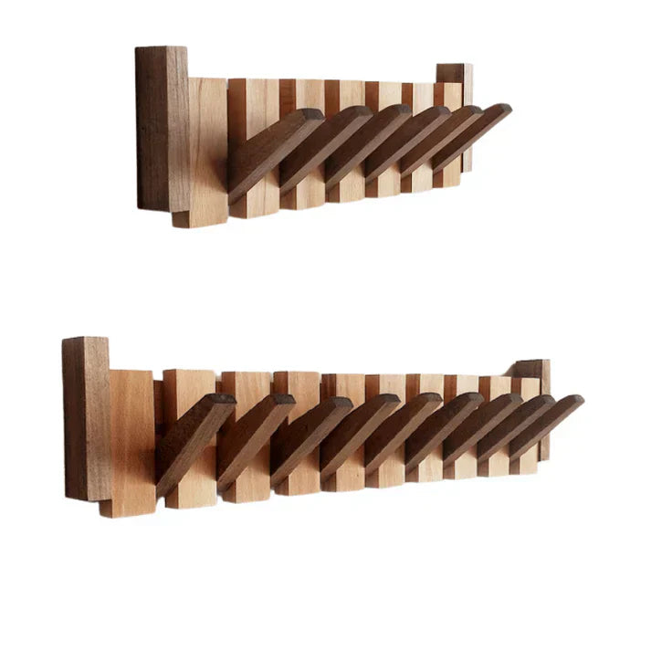 Harmonycoat Wandgarderobe - Kunstvolle, vom Klavier inspirierte Garderobe mit klappbaren Haken aus Massivholz