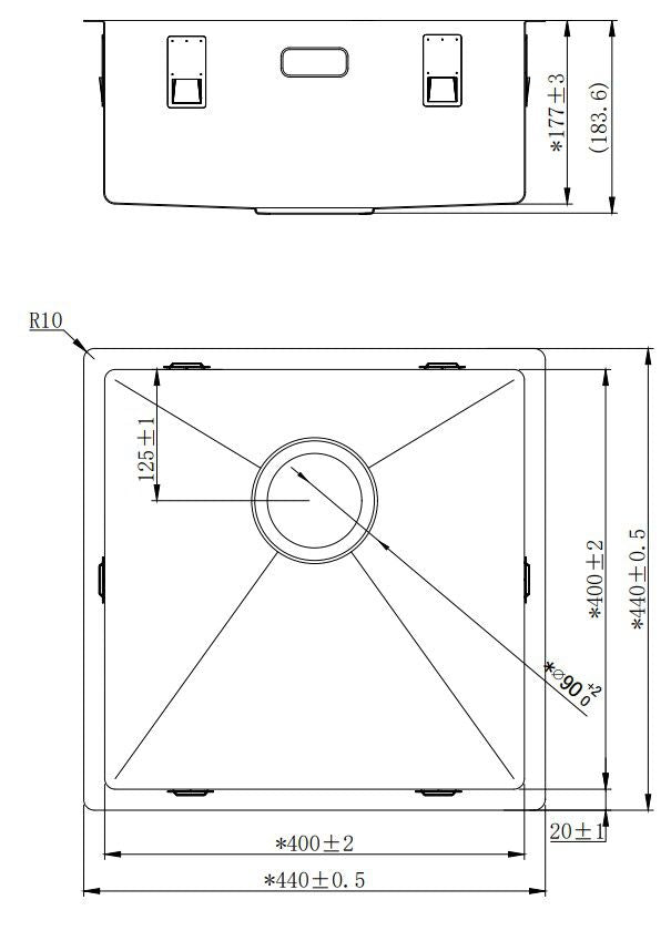 Lorreine - 40-R - Stainless Steel Kitchen Sink - 40x40 cm 3