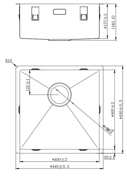 Lorreine - 40-R - Stainless Steel Kitchen Sink - 40x40 cm 3