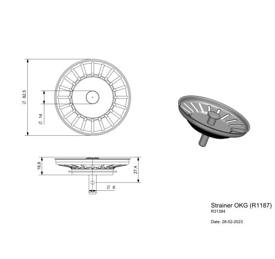Reginox - Drain Plug - R1187 - Standard Size 1