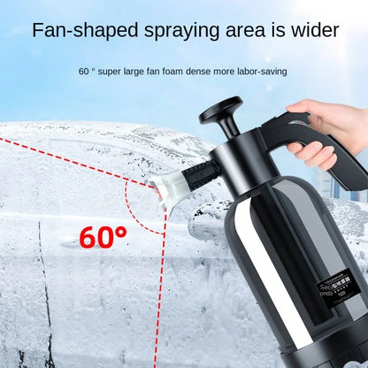 CleanPro 2L Schaumsprüher - Handpumpe Druckreiniger mit 3 Sprühdüsen | Für Autowäsche, Fensterreinigung & Gartenbewässerung