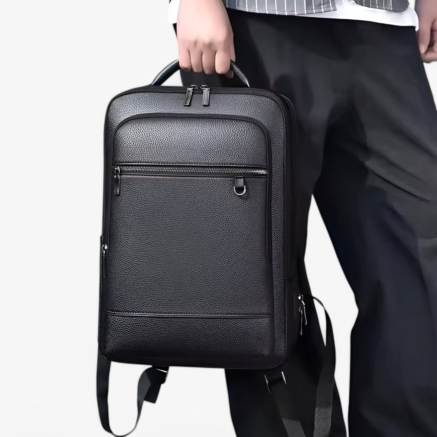 Elegant Leather Backpack with USB Port – Stylish Laptop Bag for Work & Travel | PU Leather, Softback, 15.6-Inch Capacity & Charging Function