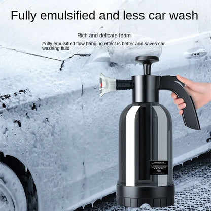 CleanPro 2L Schaumsprüher - Handpumpe Druckreiniger mit 3 Sprühdüsen | Für Autowäsche, Fensterreinigung & Gartenbewässerung