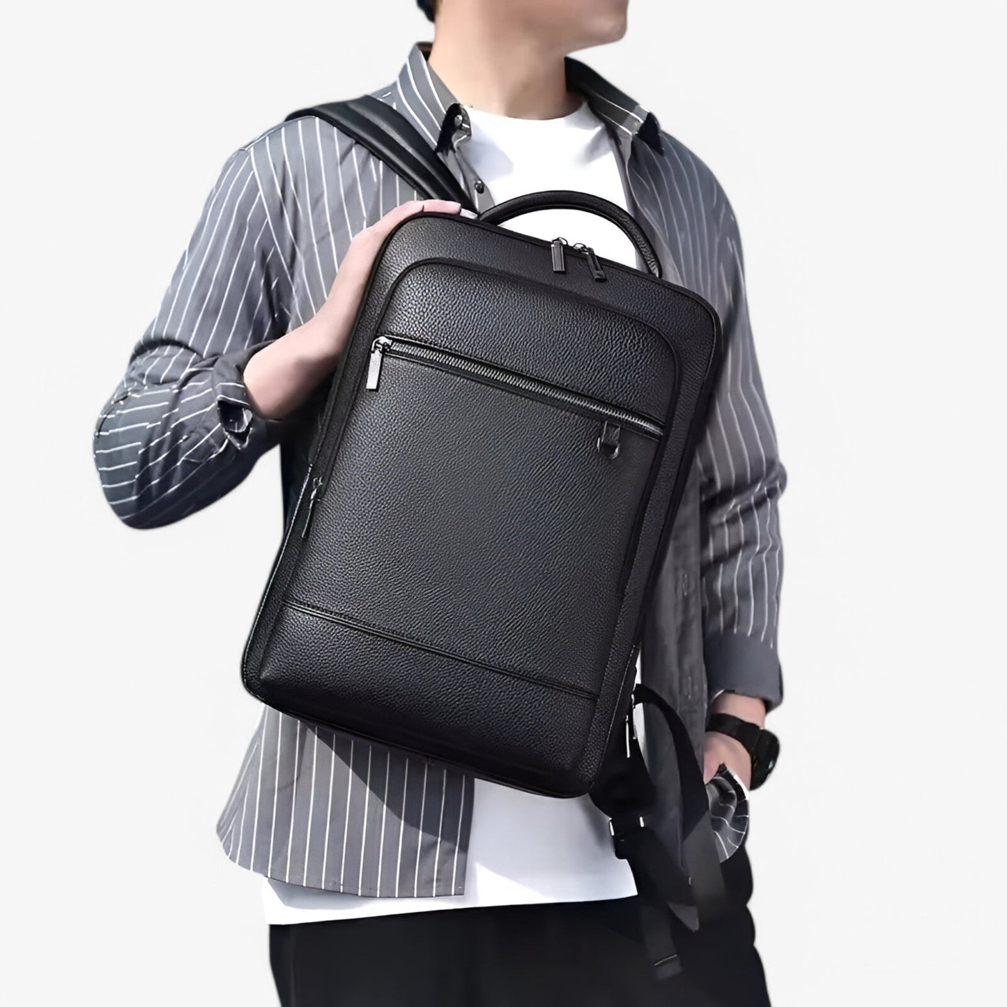 Elegant Leather Backpack with USB Port – Stylish Laptop Bag for Work & Travel | PU Leather, Softback, 15.6-Inch Capacity & Charging Function