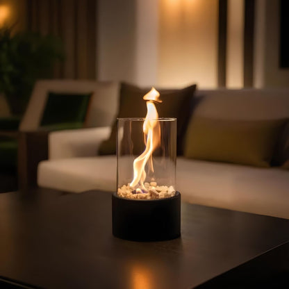 Lampada a olio in vetro FlameAura - Elegante lampada a fiamma con serbatoio dell'olio ricaricabile, sostenibile, senza fili e decorativa per uso interno ed esterno.