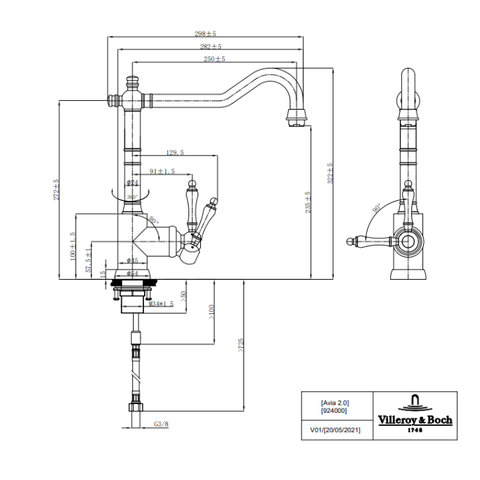 Avia 2.0 Retro-Style Kitchen Tap - 360° Rotation - Brushed Steel - 277mm Height 6