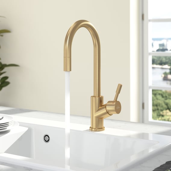 Villeroy & Boch - Umbrella Flex - 389mm Height - Gold Kitchen Faucet 1