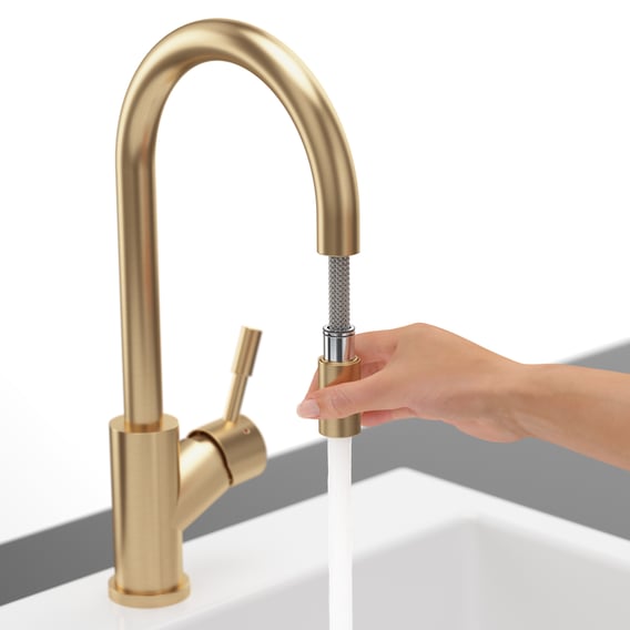 Villeroy & Boch - Umbrella Flex - 389mm Height - Gold Kitchen Faucet 3