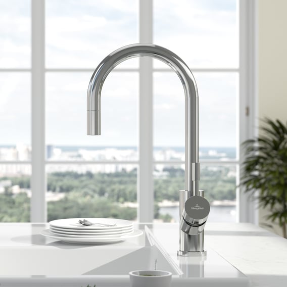 Villeroy & Boch - Umbrella Flex - Kitchen Faucet - Polished Stainless Steel - 389mm Spout Height 3