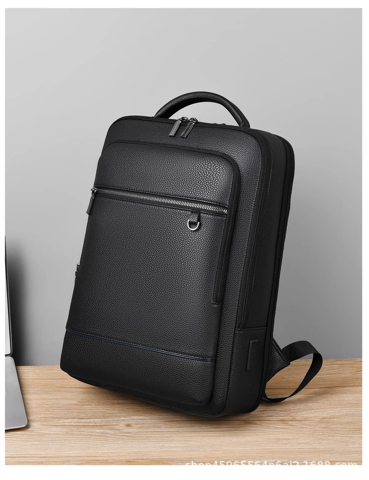 Elegant Leather Backpack with USB Port – Stylish Laptop Bag for Work & Travel | PU Leather, Softback, 15.6-Inch Capacity & Charging Function