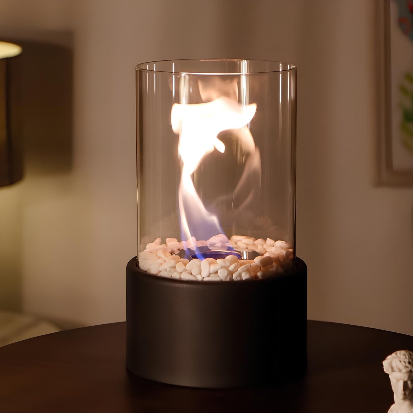 Lampada a olio in vetro FlameAura - Elegante lampada a fiamma con serbatoio dell'olio ricaricabile, sostenibile, senza fili e decorativa per uso interno ed esterno.