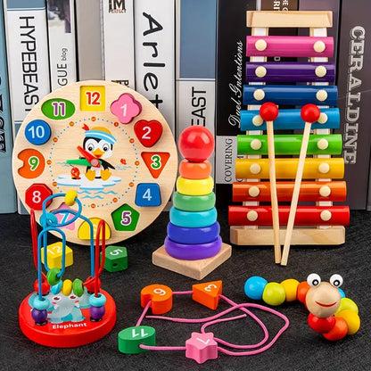 EDUQUEST – 5-in-1 Montessori wooden toy for early learning & sensory play