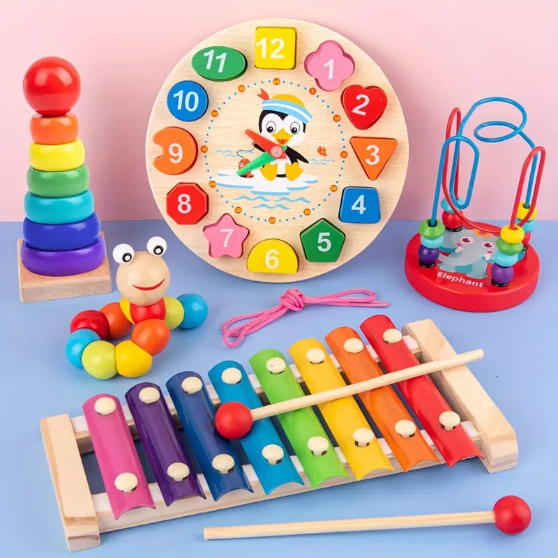 EDUQUEST – 5-in-1 Montessori wooden toy for early learning & sensory play