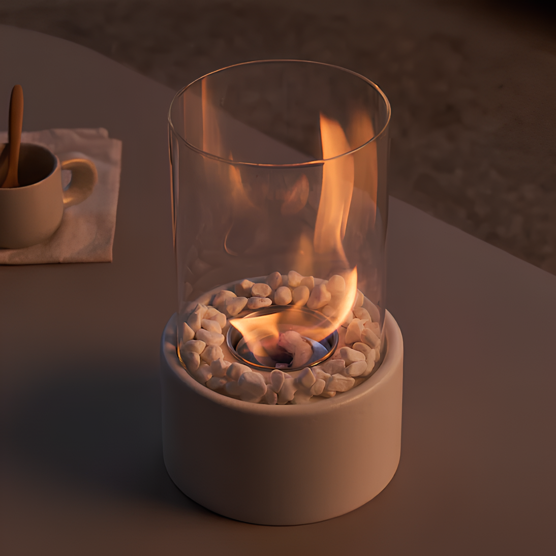 Lampada a olio in vetro FlameAura - Elegante lampada a fiamma con serbatoio dell'olio ricaricabile, sostenibile, senza fili e decorativa per uso interno ed esterno.