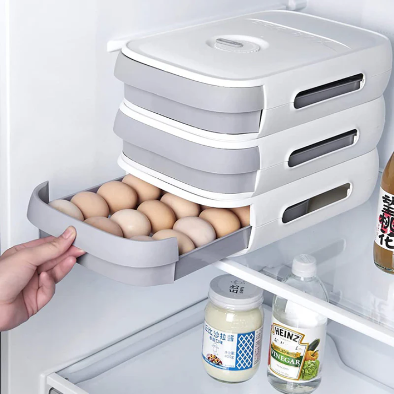 FRIDGENEST – Egg drawer with freshness indicator and ventilation design for organized fridge storage