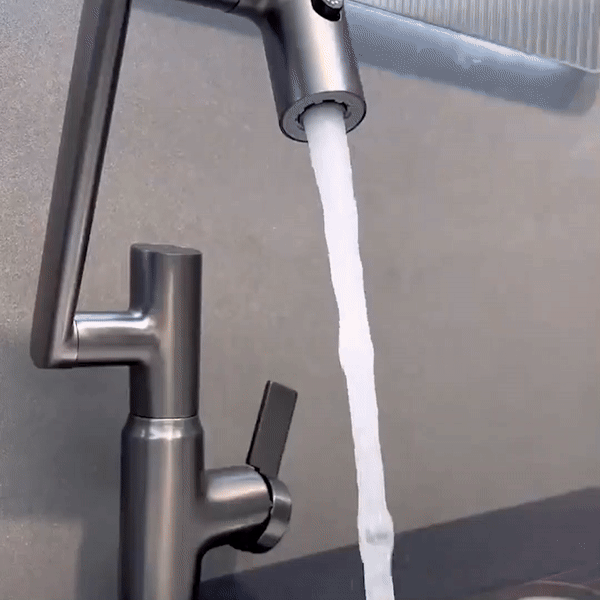 Aquatwist 360° Keukenkraan - Draaibare Chroomkraan met Instelbare Hoogte & Temperatuurdisplay | Modern, doe-het-zelf-installatie, spatvrij ontwerp