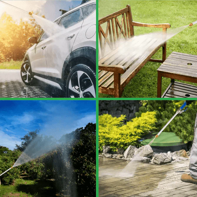 PowerJet Pro - Hochdruck-Gartenschlauchaufsatz für die Reinigung im Freien | kein Strom erforderlich, 2 Sprühdüsen, robuste Metallkonstruktion